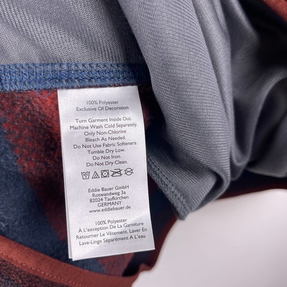 Eddie Bauer Navy Red Jacket Pullover Fleece Chutes Mock Neck Snap Button Mens XL - Picture 6 of 9